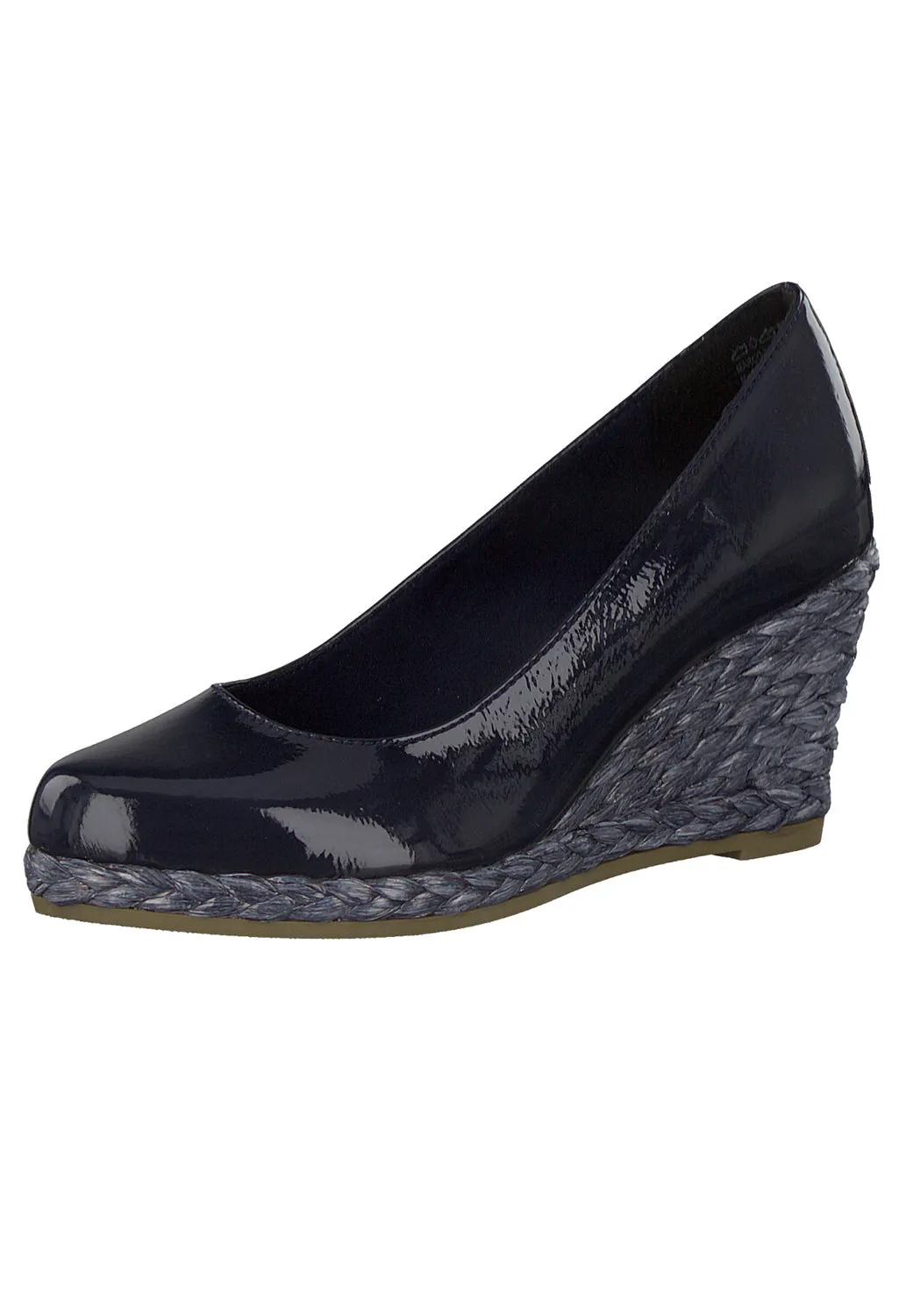 Navy Patent Wedge Slip-on Espadrille