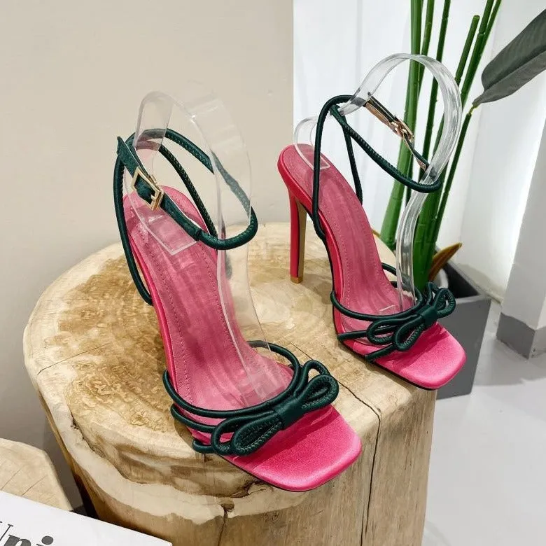 NewBow High Heel Color Blocking Sandals