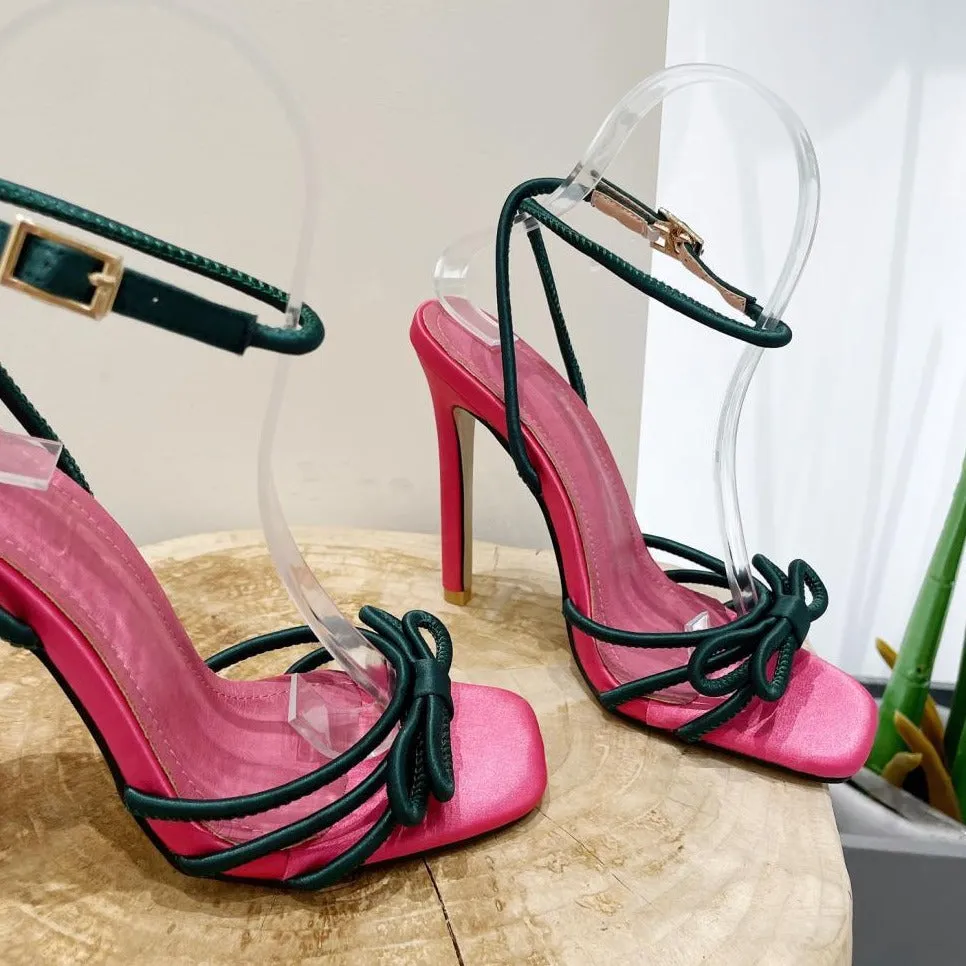 NewBow High Heel Color Blocking Sandals