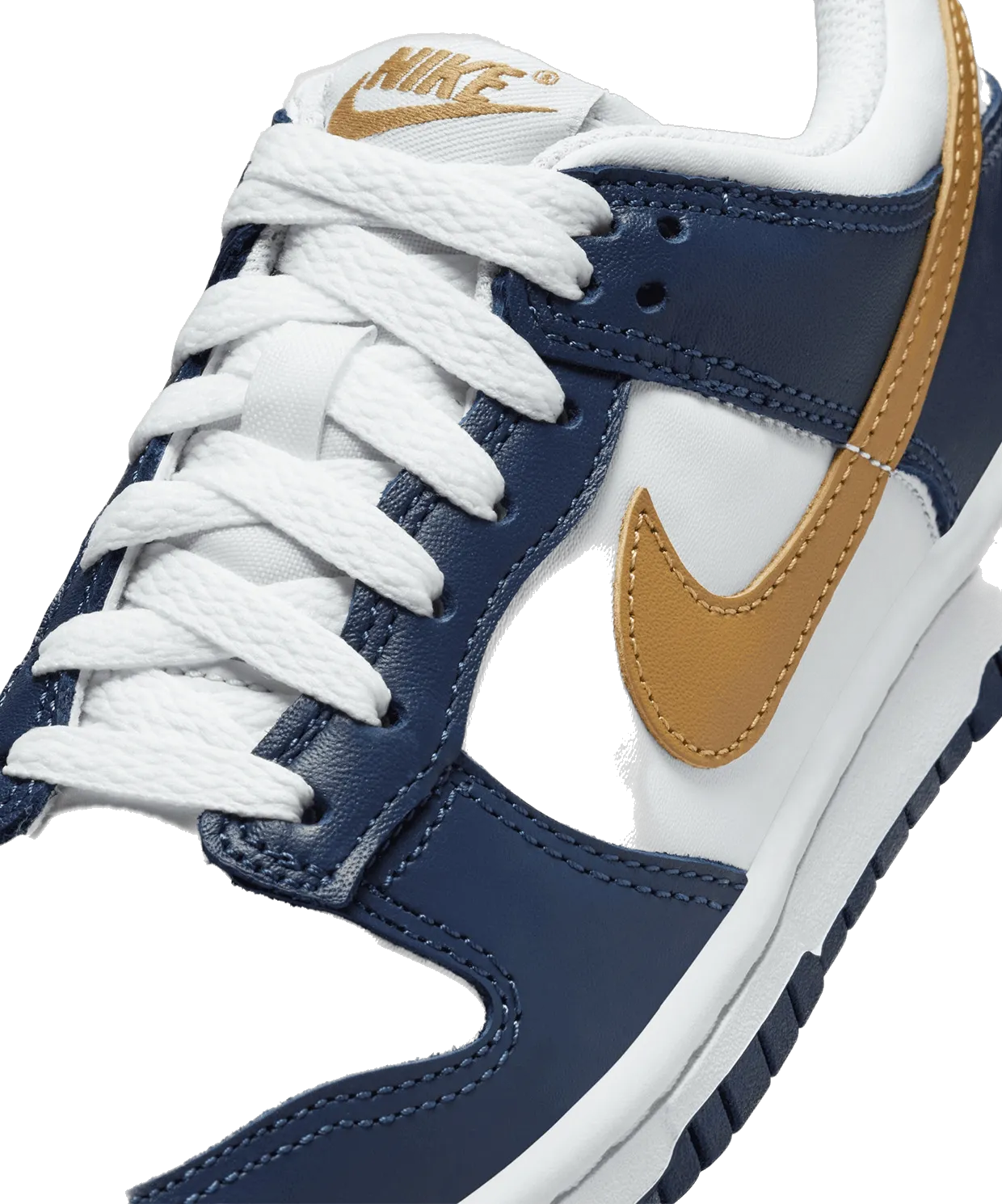 Nike Kids' Dunk Low Shoes - White / Midnight Navy / Wheat