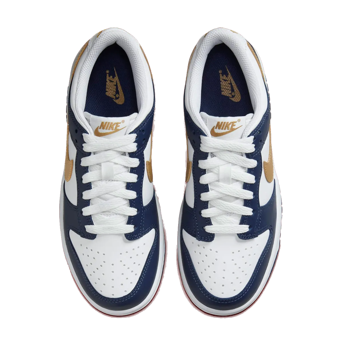 Nike Kids' Dunk Low Shoes - White / Midnight Navy / Wheat