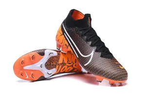 Nike Mercurial Superfly VI Elite FG Flyknit 360 Soccers Cleats Shoes Black Orange