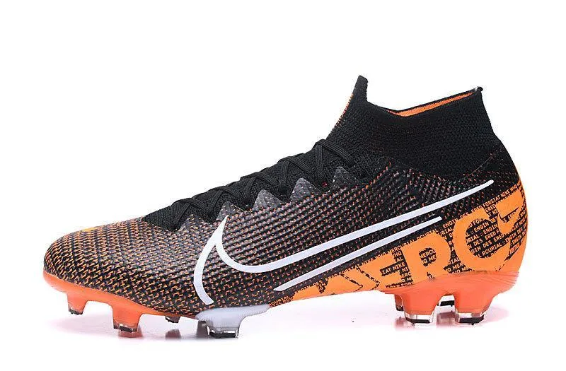 Nike Mercurial Superfly VI Elite FG Flyknit 360 Soccers Cleats Shoes Black Orange