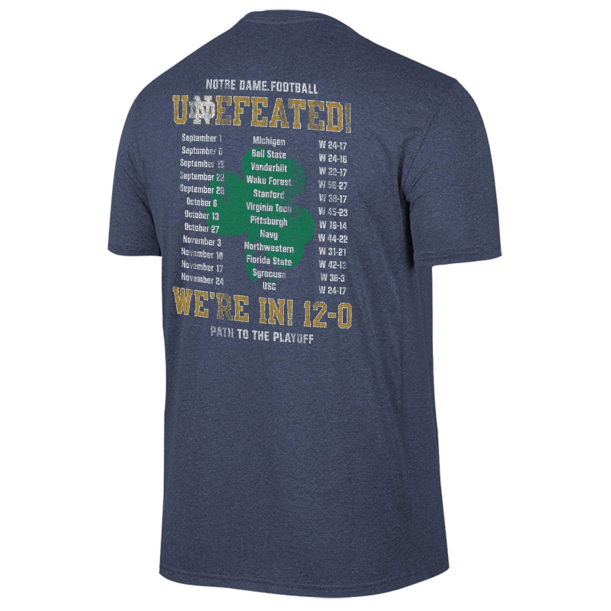 Notre Dame Fighting Irish 2018 Undefeated Perfect Season 12-0 Navy T-Shirt