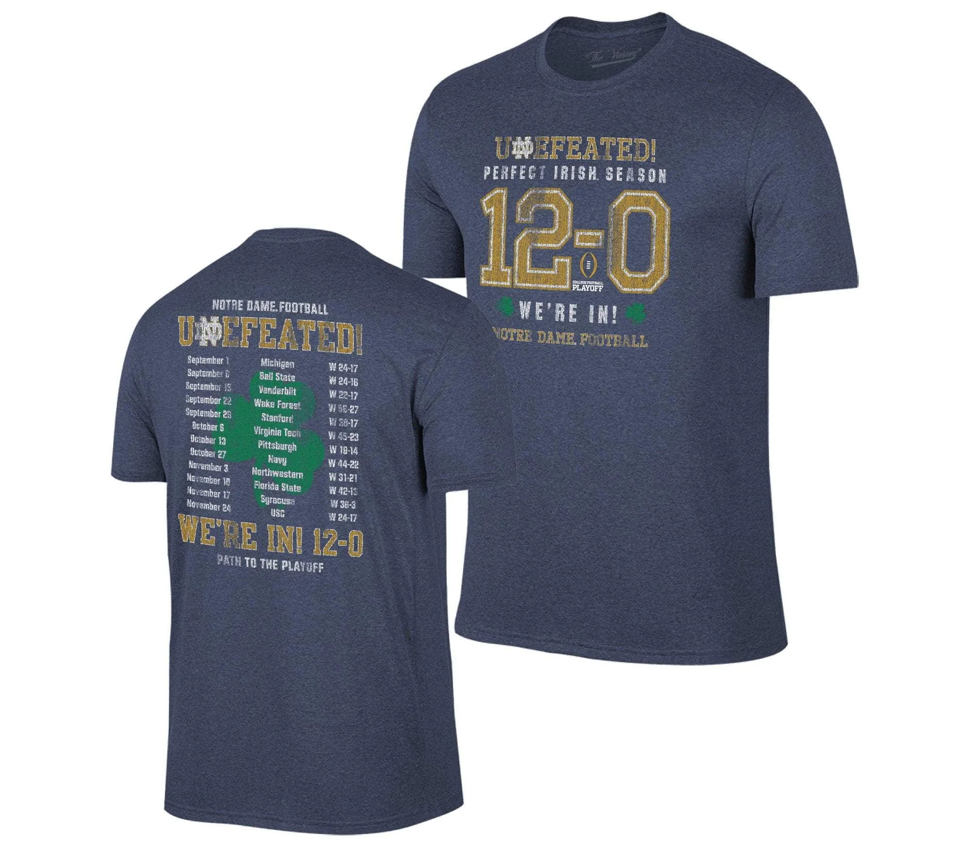 Notre Dame Fighting Irish 2018 Undefeated Perfect Season 12-0 Navy T-Shirt