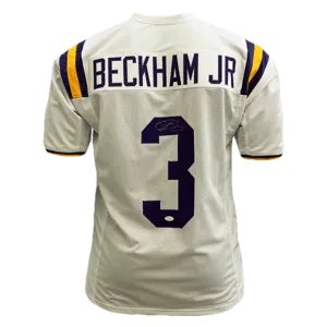 Odell Beckham Jr LSU Tigers College Autographed Football Jersey White (Beckett)