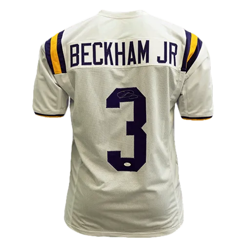 Odell Beckham Jr LSU Tigers College Autographed Football Jersey White (Beckett)