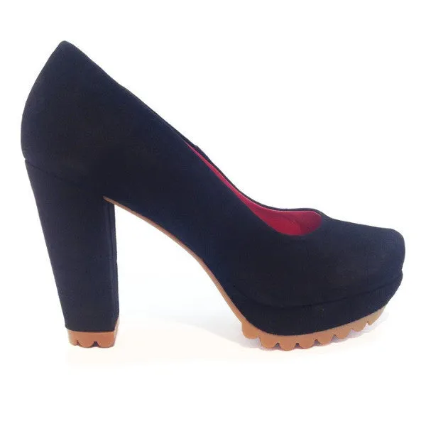 Pate - Black Suede Platform shoe