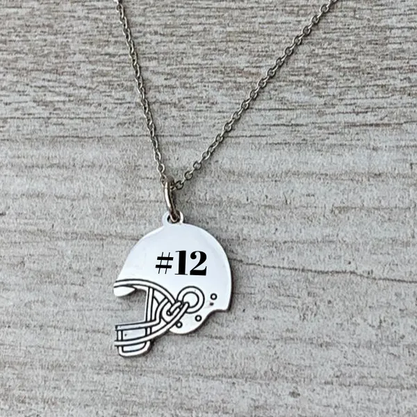 Personalized Engraved Football Helmet Necklace