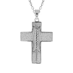 Pigskin Football Cross Necklace | Sterling Silver