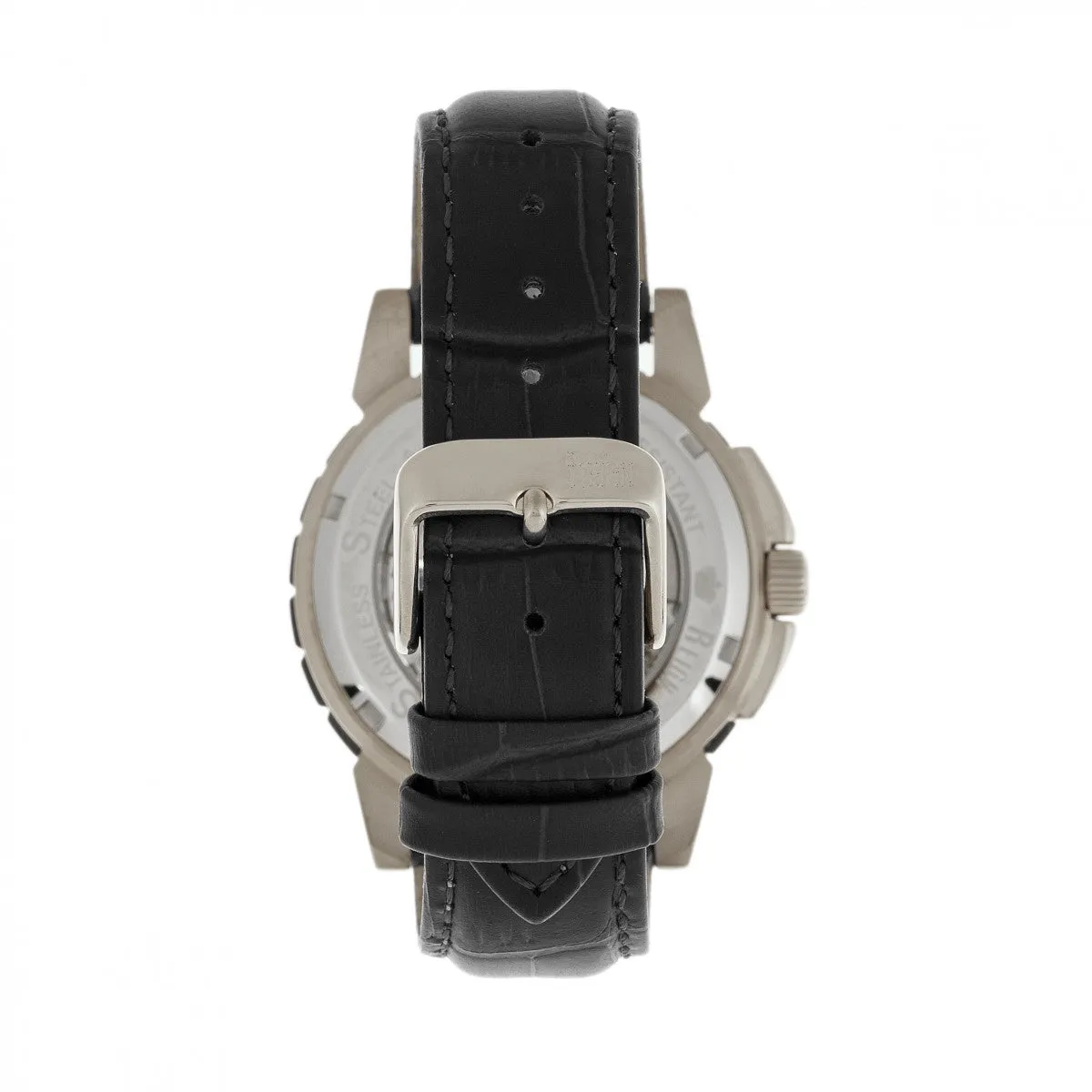 Reign Philippe Automatic Skeleton Leather-Band Watch - Black/White