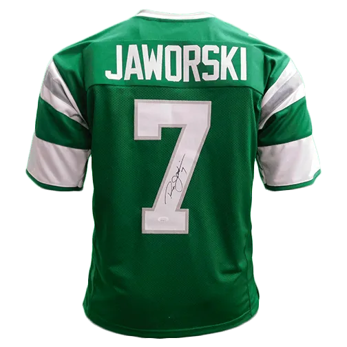 Ron Jaworski Pro Style Autographed Football Jersey Green (BECKETT)