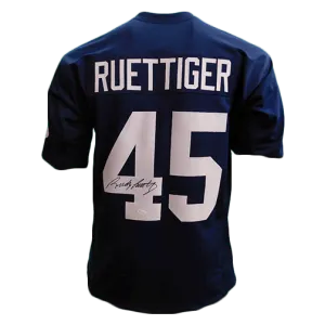 Rudy Ruettiger Autographed College Style Football Jersey Navy (JSA)