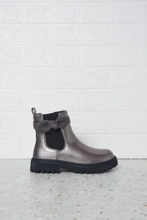 Senior Girls Grey Bow Chelsea Boots