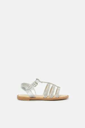 Senior Girls Silver Diamante Sandal