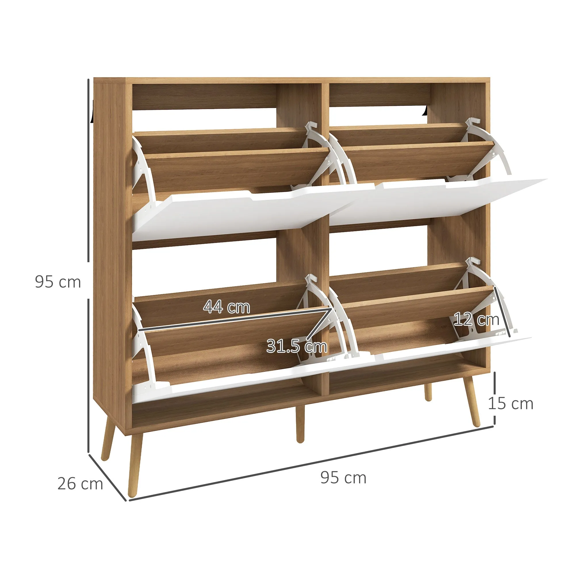 Shoe Storage Cabinet, 4 Flip Drawers, Shoe Organizer for 16 Pairs of Shoes, Natural