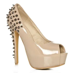 Skye peep toe stiletto high heel platform spiky court shoe