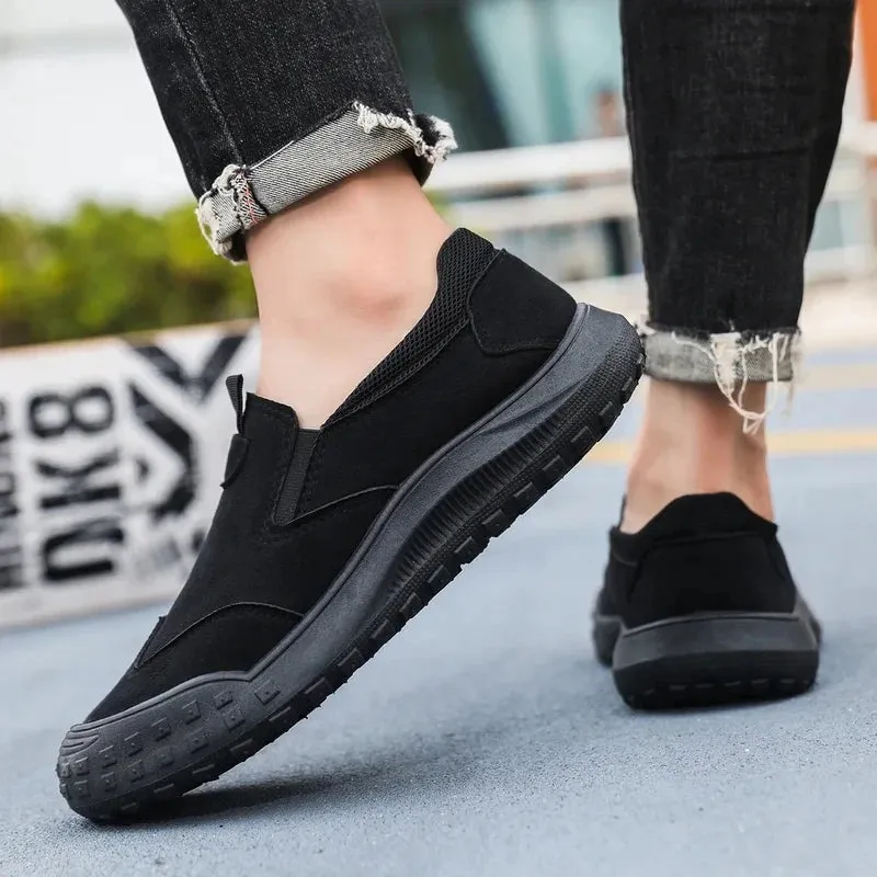 Spring Men's Breathable Work Safety Shoes - Trendy Canvas Casual Sneakers with EVA Insoles, Non-Slip Rubber Upper, Versatile Comfort for All-Day Wear