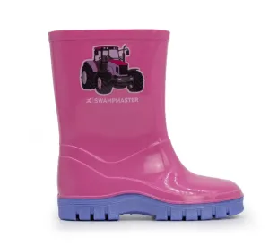 Swampmaster Junior Tractor Wellington Boot Pink/Lilac