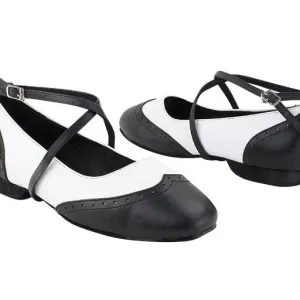 Swing Flats Black & White Leather