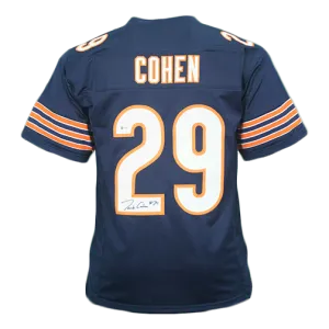 Tarik Cohen Autographed Pro Style Football Jersey Blue (Beckett)