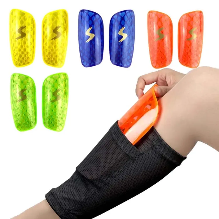 TPR Honeycomb Transparent Leg Protection Plug Board Football Protection Gear(Fluorescent Green L)