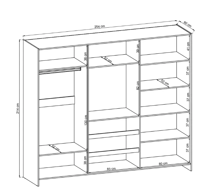 TV Sliding Door Wardrobe 254cm