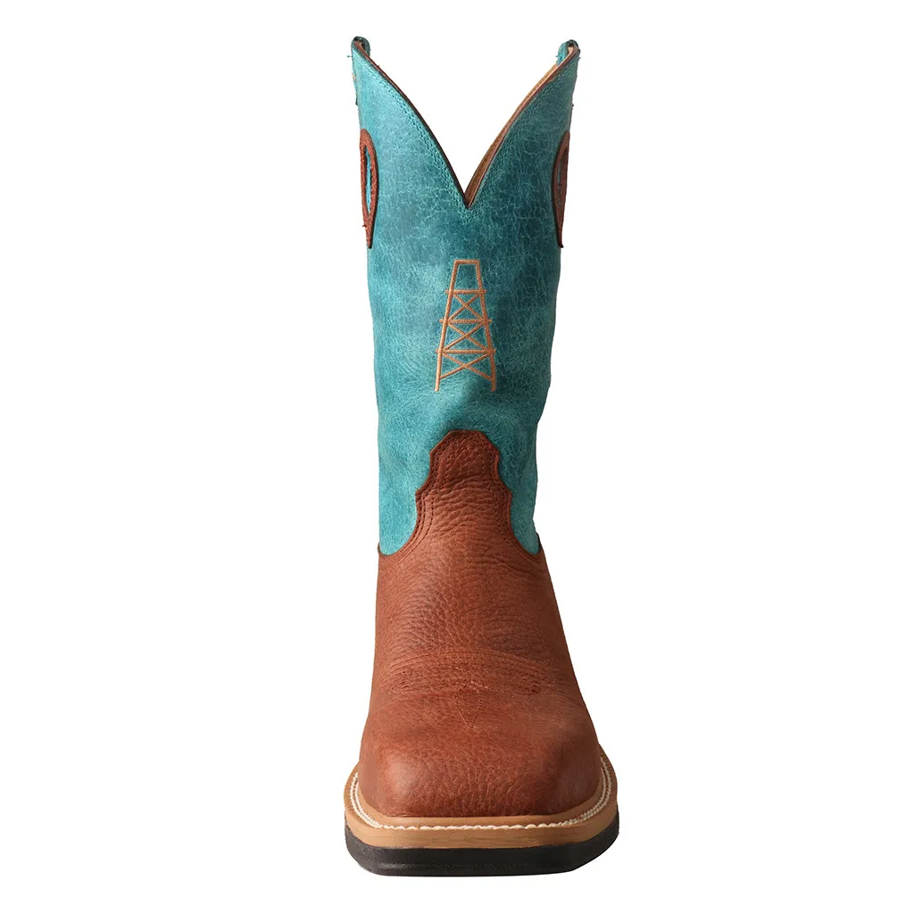 'Twisted X' Men's 12" Lite Cowboy EH Alloy Comp Toe -  Brown / Turquoise