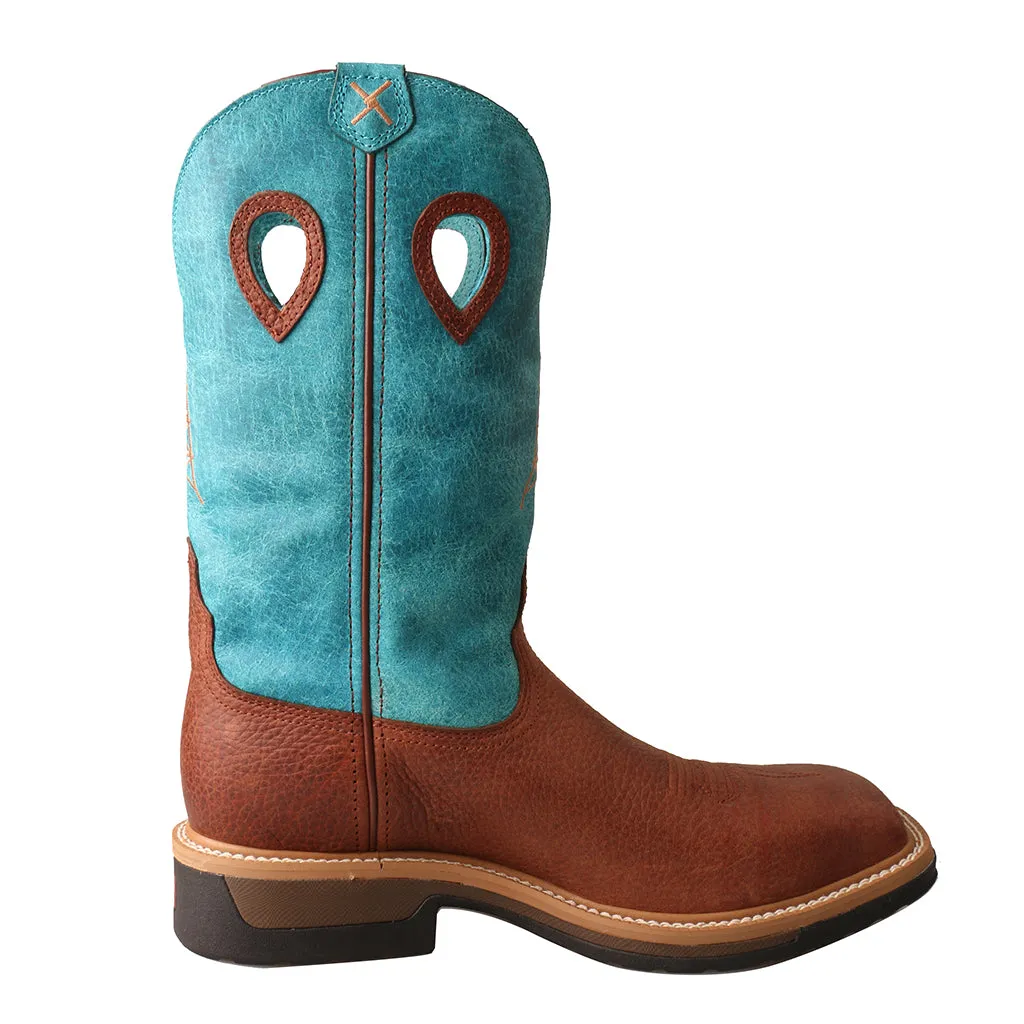 'Twisted X' Men's 12" Lite Cowboy EH Alloy Comp Toe -  Brown / Turquoise