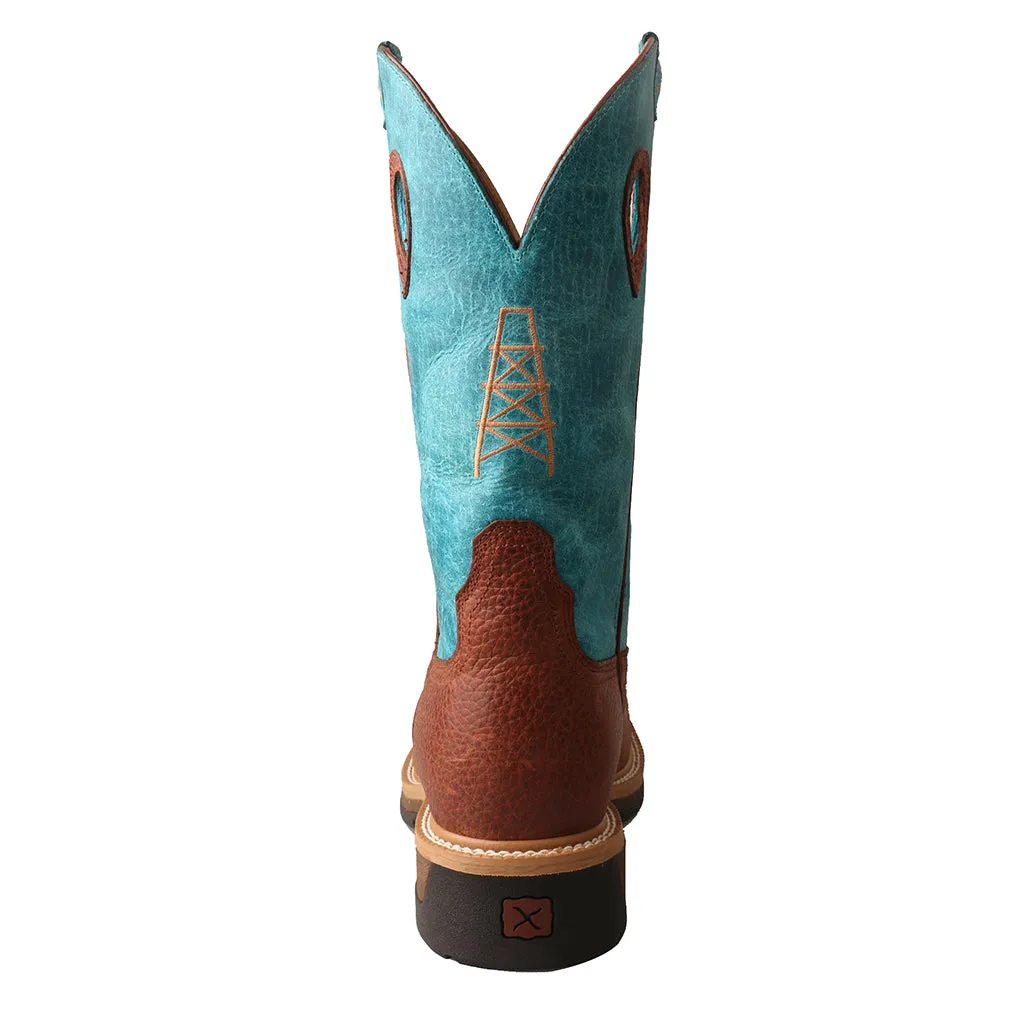 'Twisted X' Men's 12" Lite Cowboy EH Alloy Comp Toe -  Brown / Turquoise