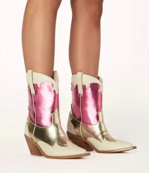 Urie Ankle Boots - Pink & Ivory