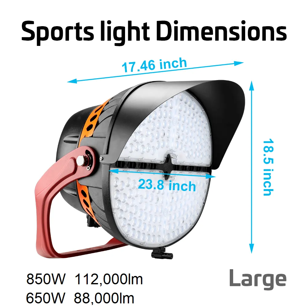 VEGA LED Sports Light - 850W - 115,000lm - 5700K - 277-480V - 3H3V - 2000W Equal - 10 Year Warranty