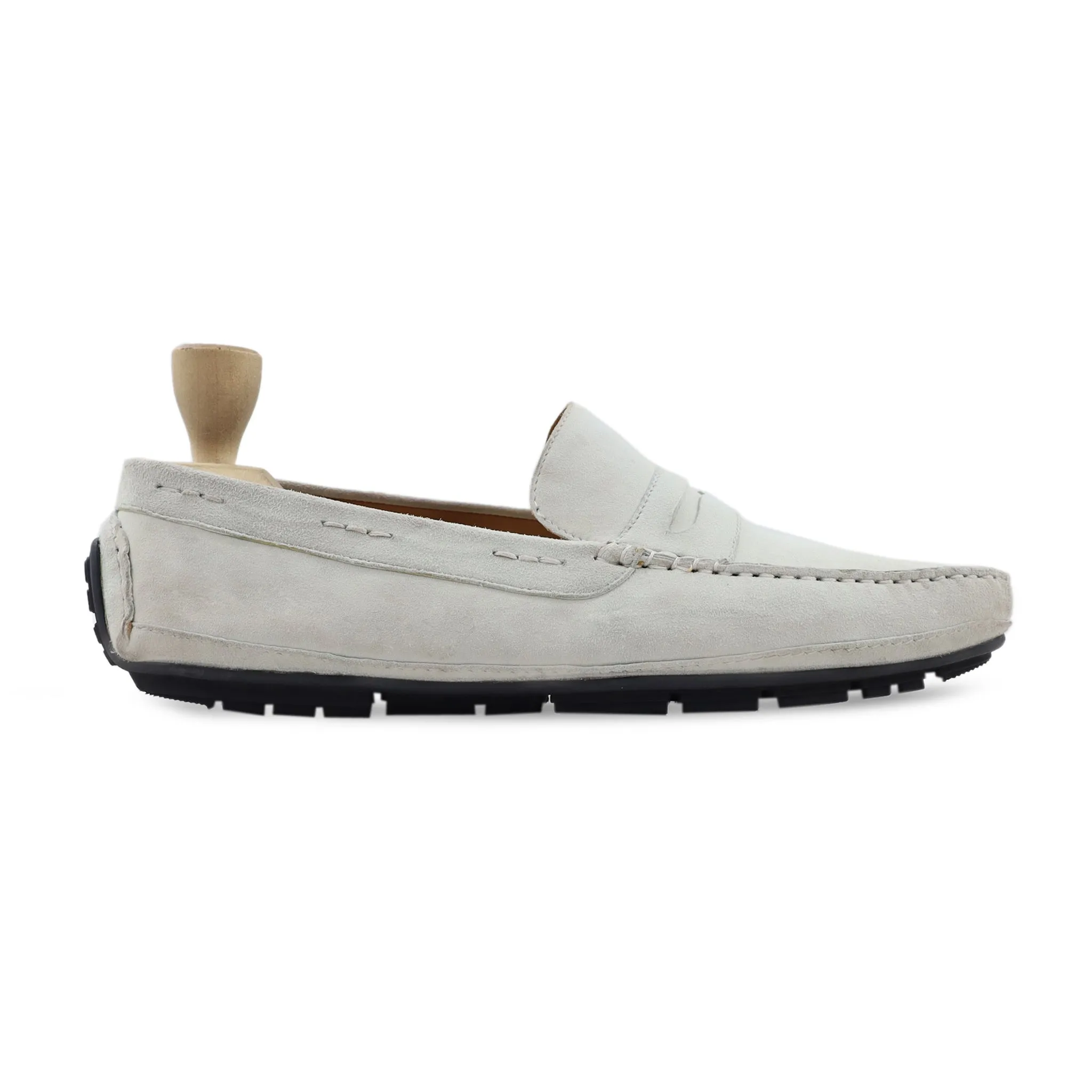 Vennesla - Men's White Kid Suede Driver Shoe