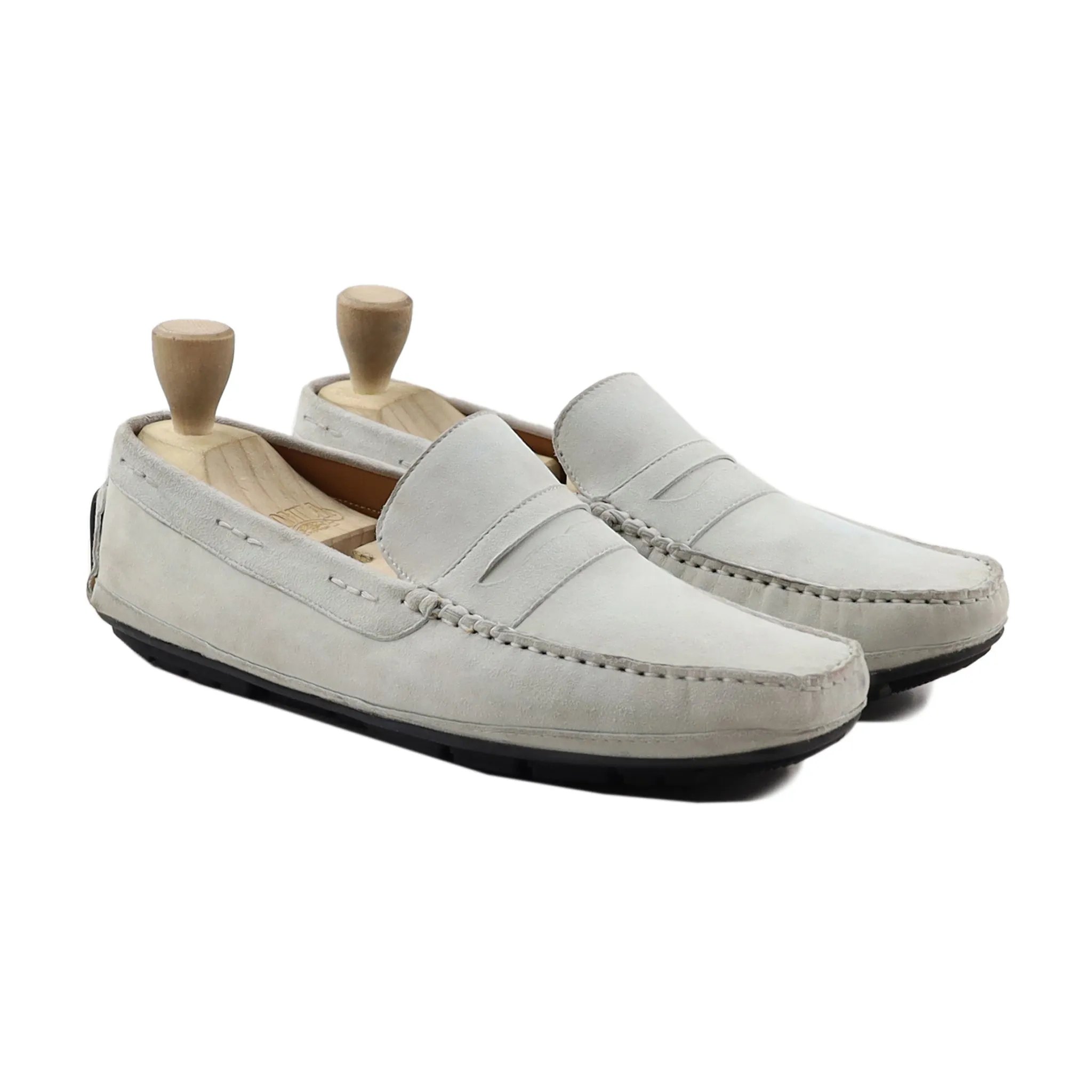 Vennesla - Men's White Kid Suede Driver Shoe