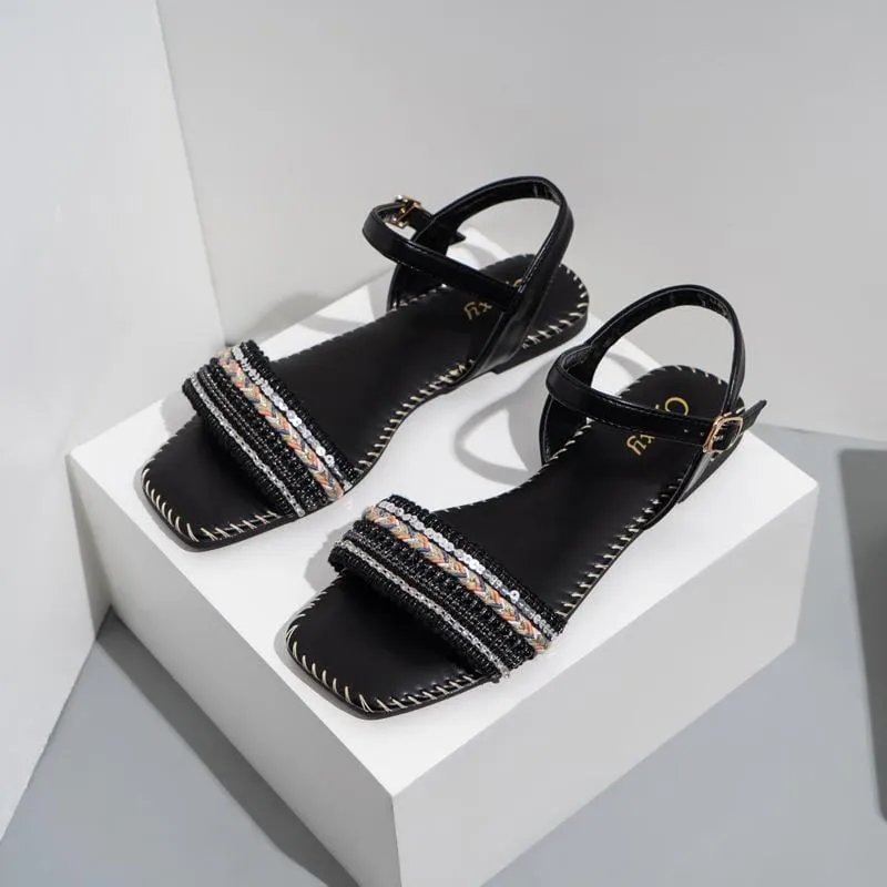 Versatile Square Head Flat Sandals