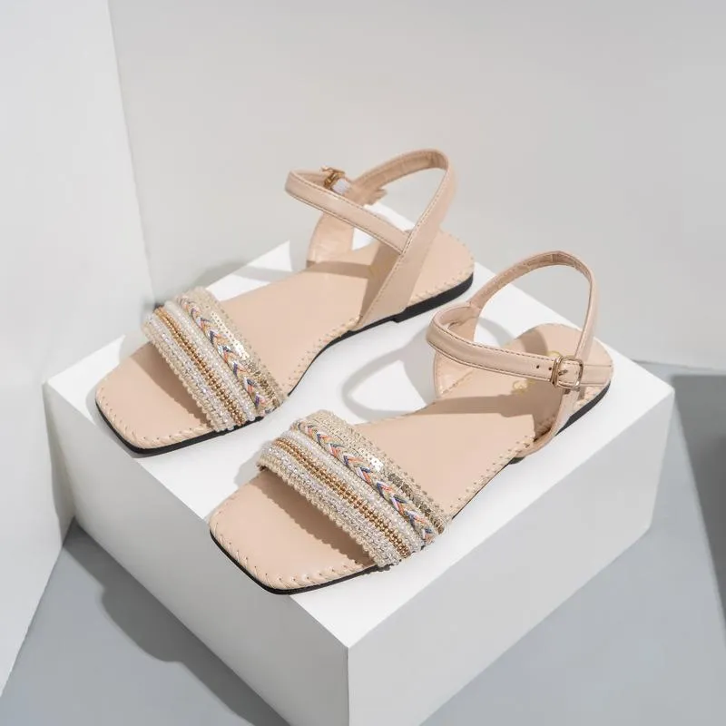 Versatile Square Head Flat Sandals