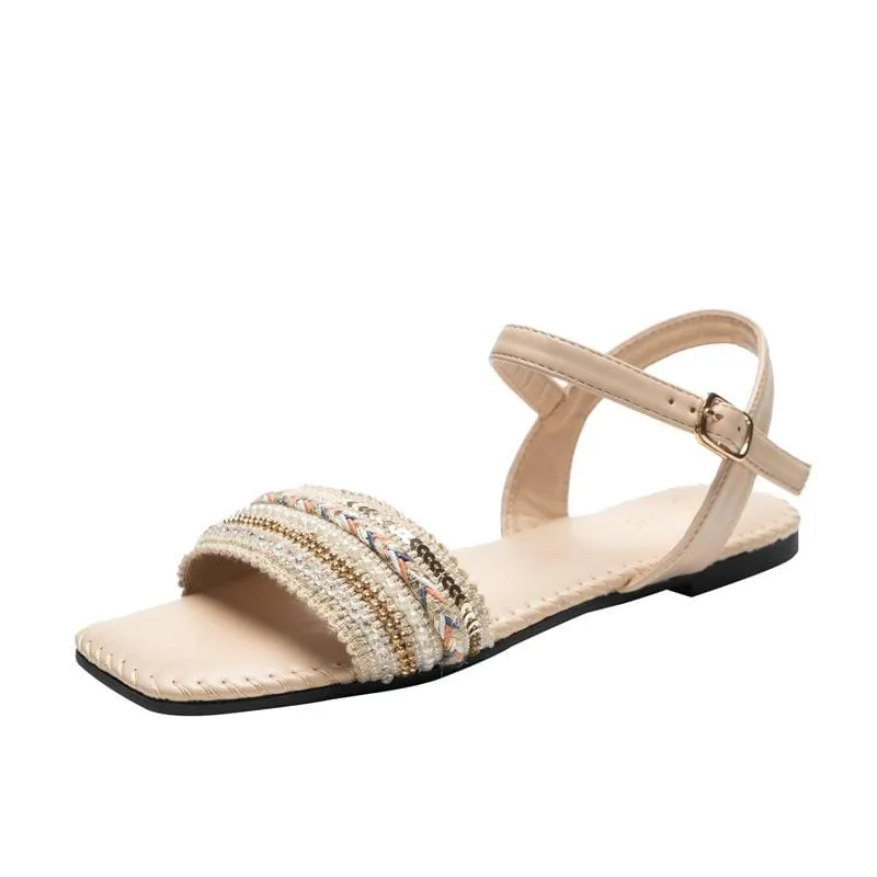 Versatile Square Head Flat Sandals