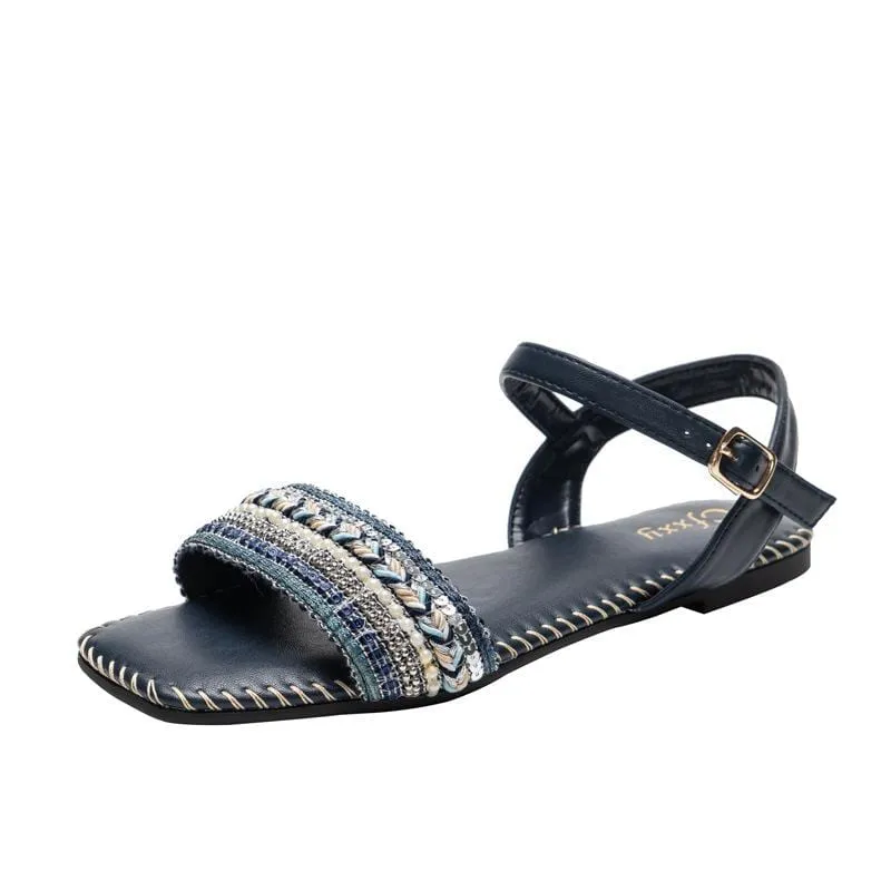 Versatile Square Head Flat Sandals