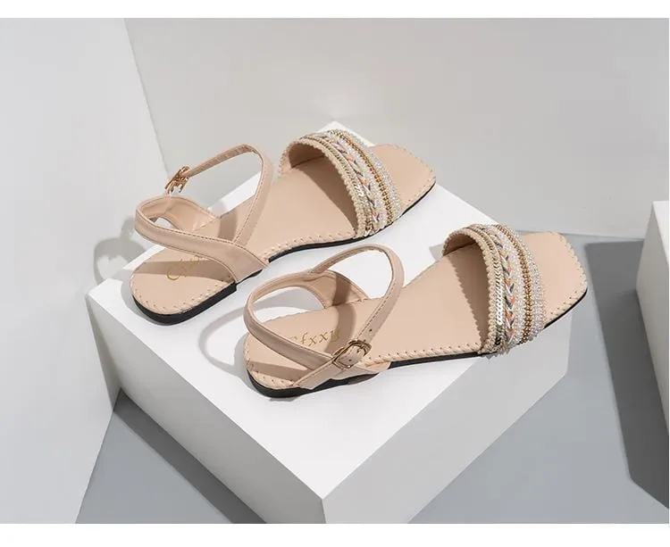 Versatile Square Head Flat Sandals