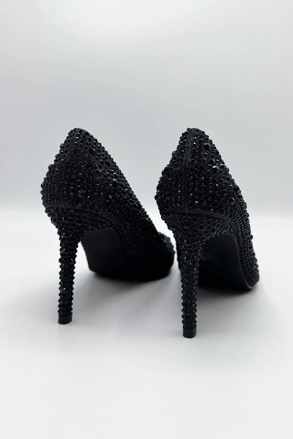 Viviana Diamante Embellished Heels in Black