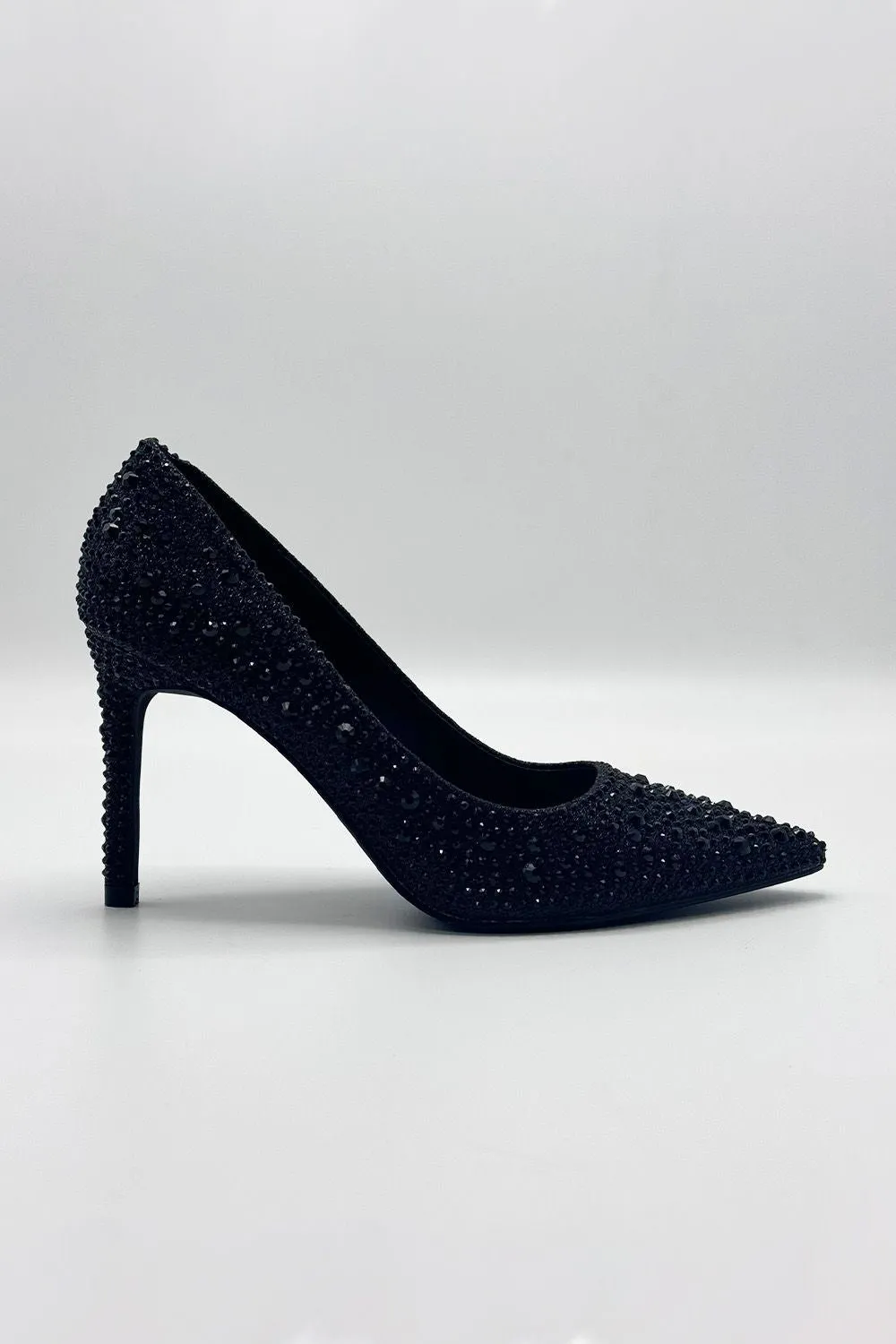 Viviana Diamante Embellished Heels in Black