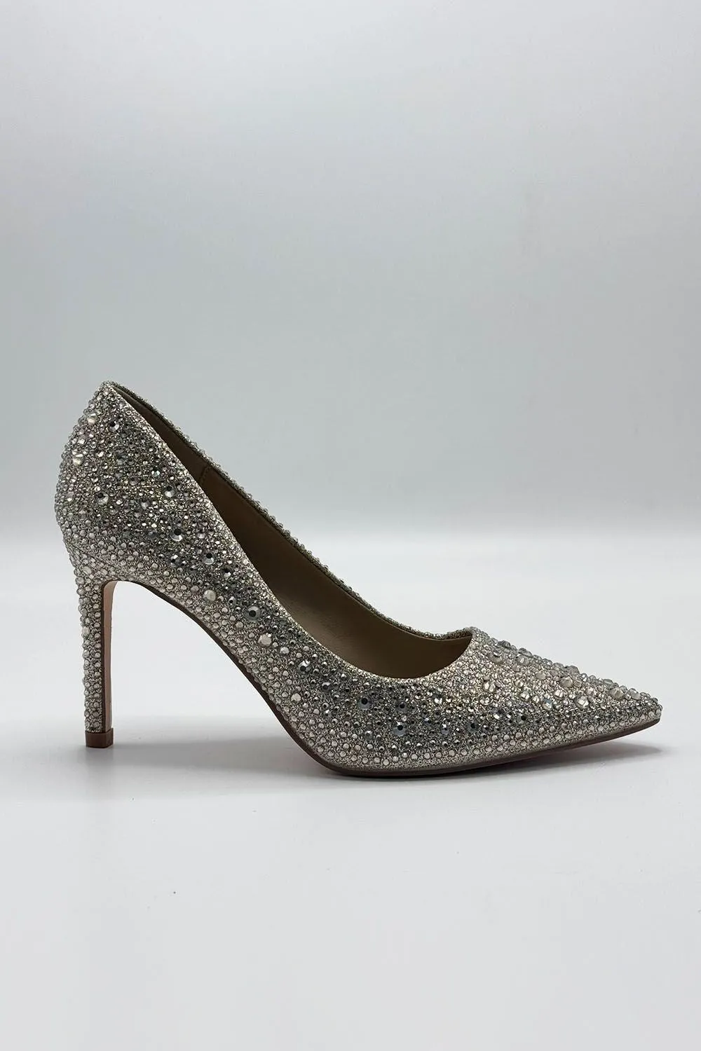 Viviana Diamante Embellished Heels in Gold