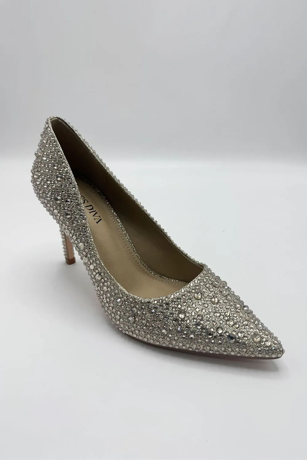 Viviana Diamante Embellished Heels in Gold