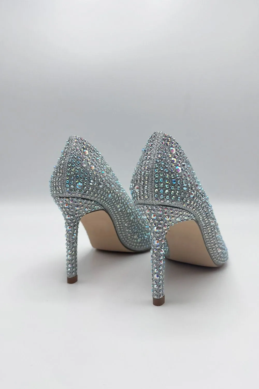 Viviana Diamante Embellished Heels in Silver