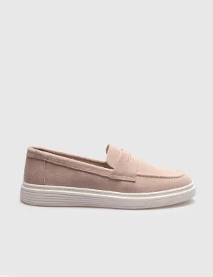 Women Beige Suede Genuine Leather Casual Shoes