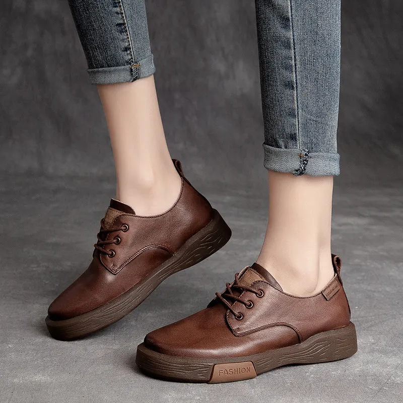 Women Classic Soft Leather Flat Casual Shoes