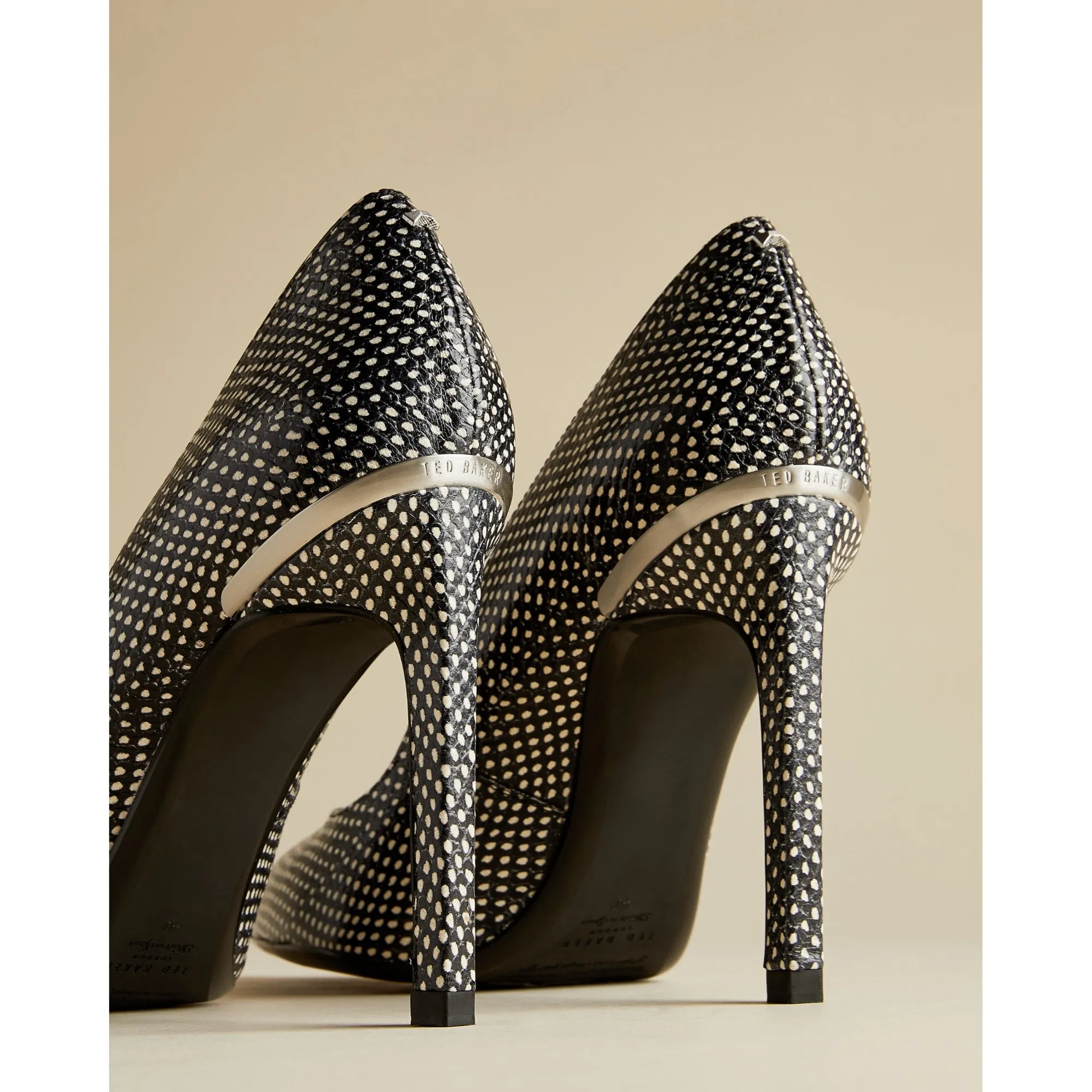 Women Melliss-Embossed Snake Effect High Heel Court Shoe - Black