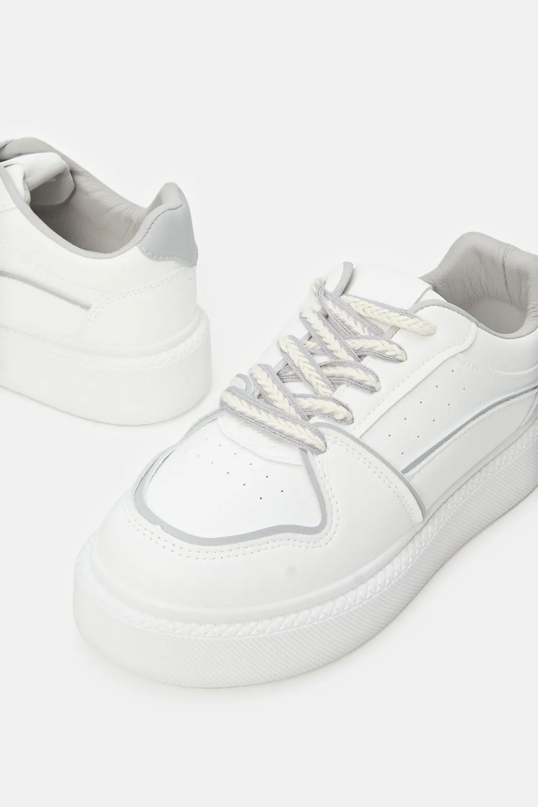 Women White And Grey Court Sneaker