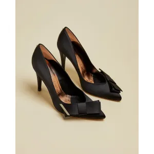 Women Zafia-Satin Bow High Heel Court - Black