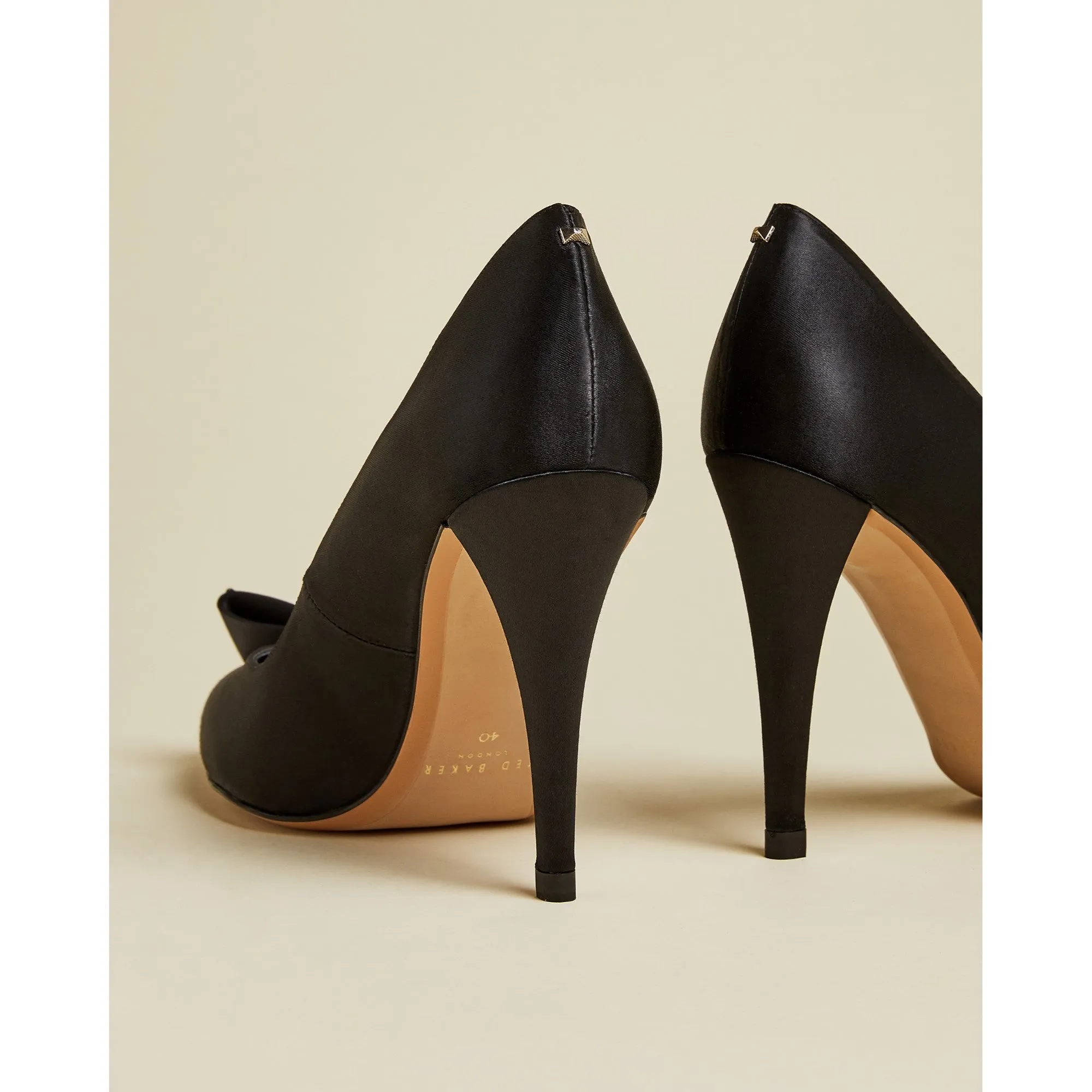 Women Zafia-Satin Bow High Heel Court - Black